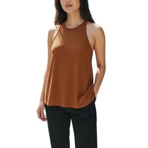 Free People Ribbed Racerback Tank‎ Top Relaxed A-Line Burnt Orange Size L